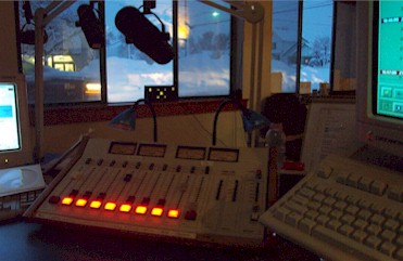 Snow pic from Studio A cranking out the Classic Rock..